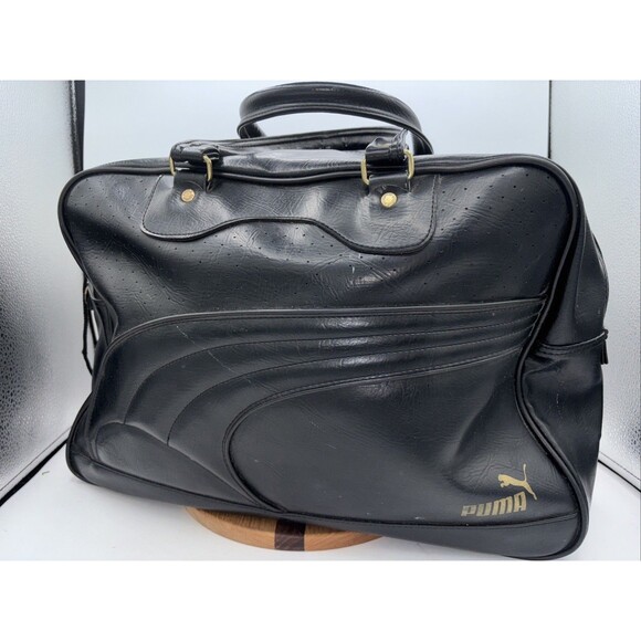 Puma Messenger Bag Black Stripe Vintage Retro Puma Bag - Picture 1 of 11